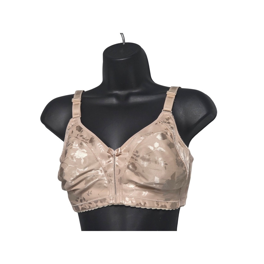 Naturana 5363 Women Beige Floral Jacquard Wireless Bra Size 38D Support Comfort